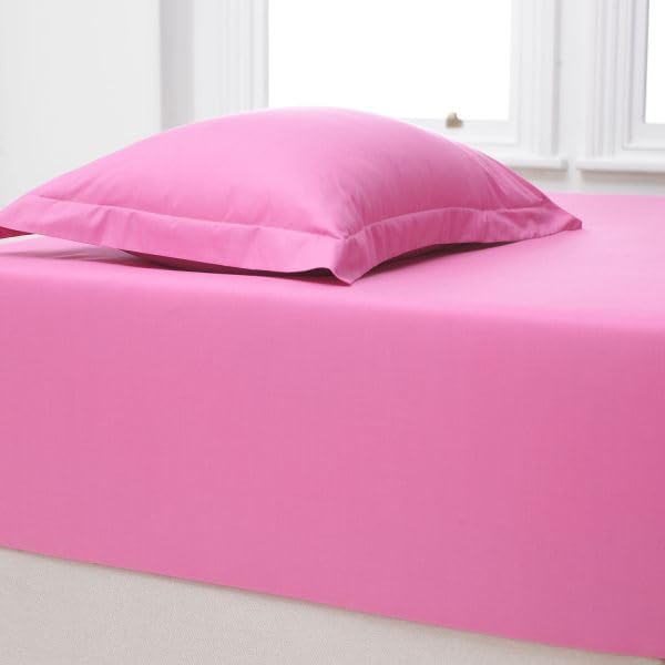 Forever Britain Bedding Fitted Sheet, 180 Thread Count Easy Care small double fitted sheet 40 Cm Deep Fuchsia, King W152 x L200 CM