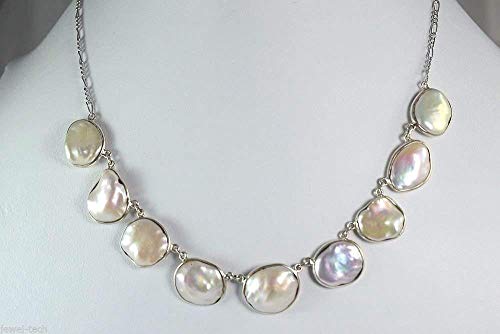 Navya Craft Freshwater Coin Pearl 925 Sterling Silver Handmade Women Choker Necklace Coin Pearl Jewelry #TOP1