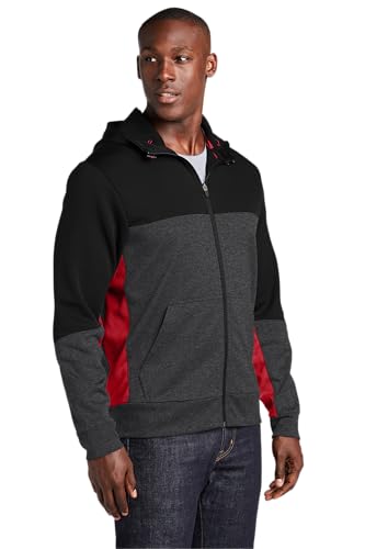 SPORT-TEK Unisex Tech Fleece Colorblock Full Zip Hooded Jacket4