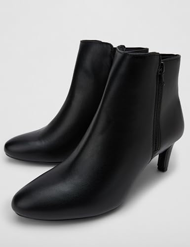 Image of ELLE Women Pointed Toe Kitten Heel Ankle Boots With Side Zipper