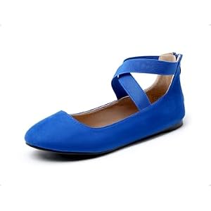 DREAM PAIRS Women's Comfortable Fashion Elastic Ankle Straps Flats Shoes Royal/Blue 7.5