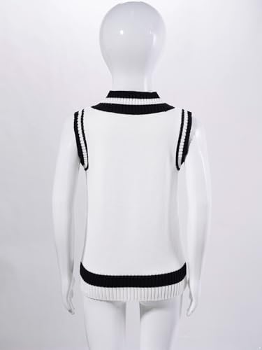 Student Boys Girls School Uniform Striped Sweater Vests V-Neck Cotton Pullover Sweater Tops4