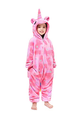 ABYEDu00ae Einhorn Kostüm Jumpsuit Onesie Tier Fasching Karneval Halloween kostüm Damen mädchen Herren Kinder Unisex Cosplay Schlafanzug