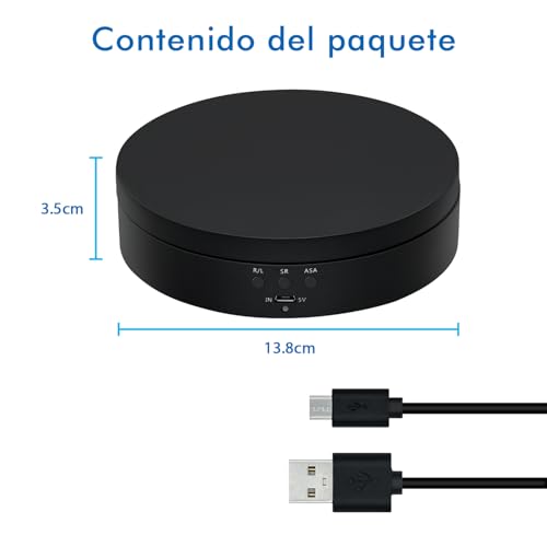 Miniatura 10 de Mcbazel Mesa Giratoria Eléctrica Para Fotografía, Base Giratoria Eléctrica De 360 Grados, 3kg Plato Giratorio Para Fotografía, Grabación De Vídeo, Presentaciones De Joyas