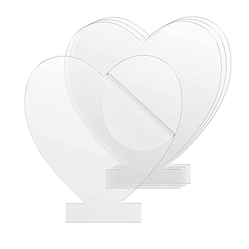 CINY 4 Feuilles Acryliques Transparentes Panneau En Forme De Coeur Épais (2 mm) Panneau Acrylique En Plastique Avec Papier Protecteur, Panneau Acrylique Transparent Pour Base Lumineuse LED, Signe Cover