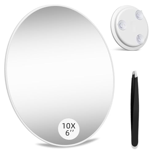 Espejo de maquillaje redondo 10x con pinzas 6 pulgadas