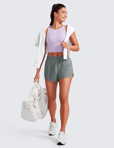 Image of CRZ YOGA Mid Waisted Split Running Shorts 4 inch | Mesh Liner, Quick Dry, Lightweight, for Women