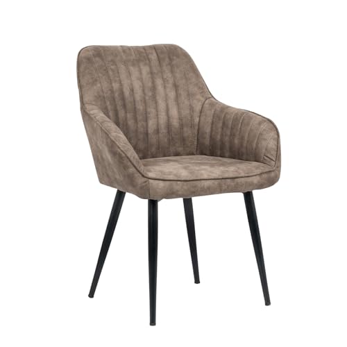 Riess Ambiente Edler Design Stuhl Turin Vintage Taupe grau mit Armlehne Esszimmerstuhl Konferenzstuhl