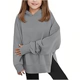 Hoodie For Girls Oversized Long Sleeve Pullover Sweatshirts For Girls 12-14 Fashion Baggy Cute Shirts Teens Tight Soft Fall Winter Preppy Teen Clothes Y2K With Thumb Holes Gray-120
