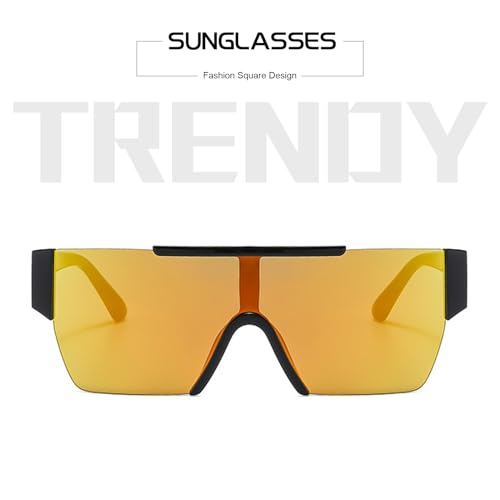 Image of VIA LEECA Trendy Square Flat Top Sunglasses for Men Women, Designer Big Rimless UV Protection Shades
