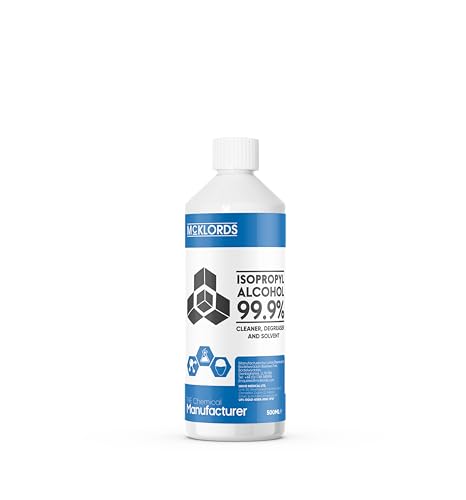 McKLords - Isopropanol 99.9% Pure | All Purpose Rubbing Alcohol, Disinfectant, Household Cleaning - Suitable for Electronics, Glass, Paint, Removing Grease and Glue 500ml