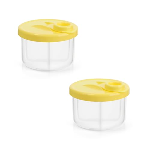 Image of Accmor Baby Formula Dispenser On The Go, Non-Spill Rotating Three-Compartment Formula Container to Go, Milk Powder Kids Snack Container for Infant Toddler Travel, Yellow, 2 Pack