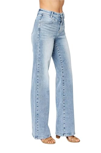 Judy Blue Women's High Waist Front Yoke Retro Wide Leg Jeans3