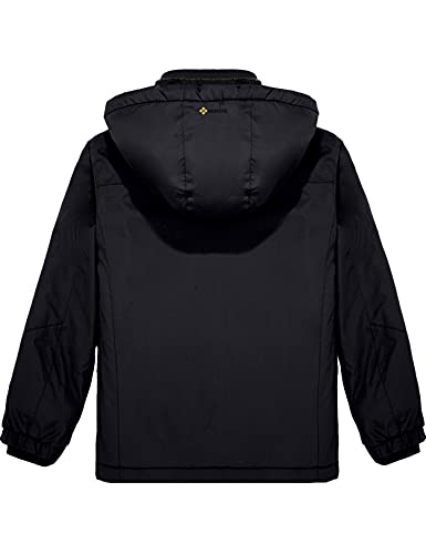 GEMYSE Boy's Waterproof Ski Snow Jacket Hooded Fleece Windproof Winter Jacket(Black,8) - Image 3