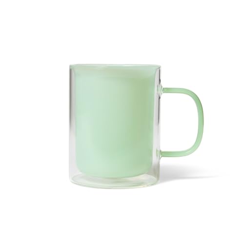 Taza de vidrio doble pared color verde claro miniatura 1