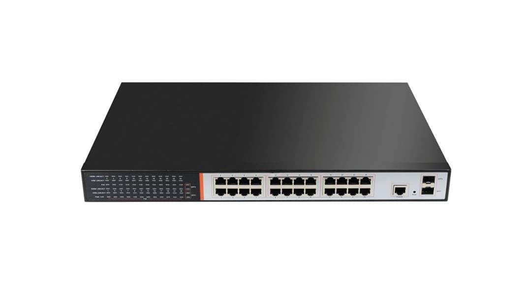LINK LKSPOE24G Przełącznik sieciowy 24 porty Gigabit Poe 300 Watt + 2 porty Sfp dla Światłowodów