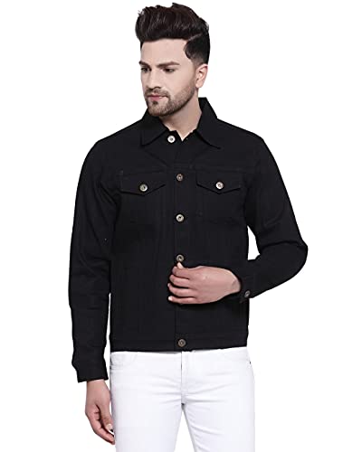 Image of Style Quotient Mens Black Solid Denim Jacket