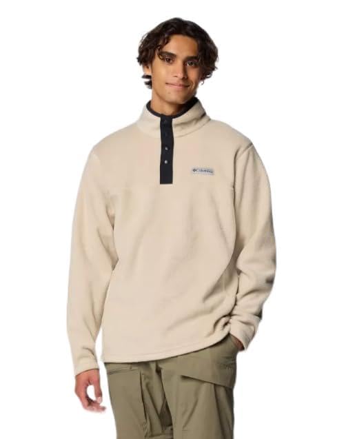 Columbia Mens Steens Mountain Half Snap Fleece Jacket, Ancient Fossil/Black, Large Tall