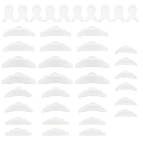 Cabilock Almohadillas de Silicona para Levantamiento y Extensión de Pestañas Transparentes en Forma Y Kit 40 Piezas Cepillos Plásticos Herramienta Segura y Duradera para Maquillaje de