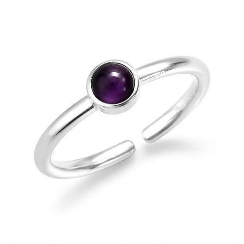 Natural Amethyst Ring for Women 925 Sterling Silver Adjustable Open Ring - image 1