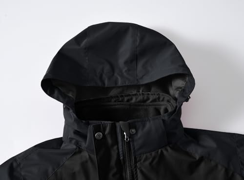 YSENTO Damen 3-in-1 Skijacke Winter Fleecejacke wasserdichte Winddichte Warme Funktions Outdoor Softshell Jacke mit Abnehmbarer Kapuze(Schwarz,L)