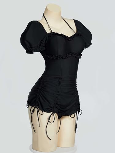 MEOWCOS Goth Swimsuit Vintage Retro Sleeves Bathing Suit Dark Style Gothic Swimsuit3