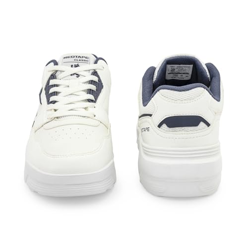 Image of Red Tape Men's Sneakers Blue Pu Mesh Round Toe Lace-Up Lightweight Comfort