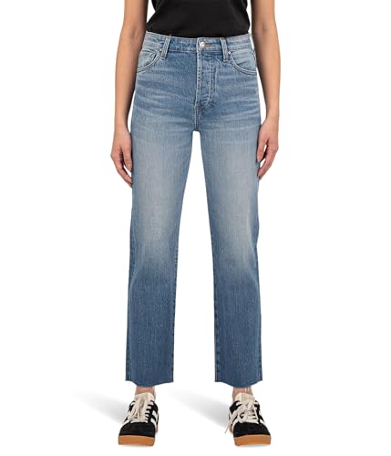 KUT from the Kloth Women's Fay High-Rise Ankle Straight Leg-Hidden Button Fly in Passionate