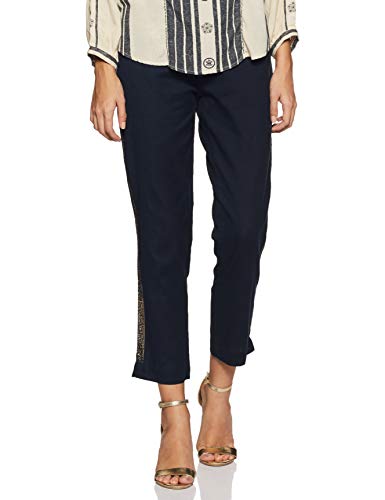 Indigo Women's Cotton Parallel Bottom (SS20/IND-1425_Navy_M)