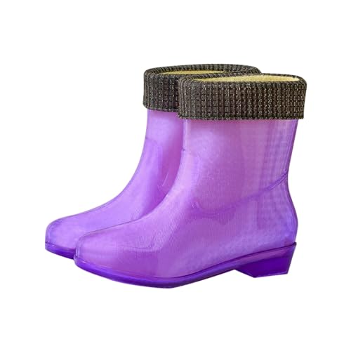Botas de goma de media altura para mujer, forradas, botas de goma ligeras, botas de lluvia para nieve, botas de jardín, botas vintage, antideslizantes, semialtas, transpirables, informales
