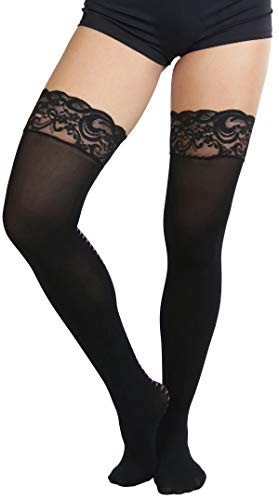 Image of ToBeInStyle Women's Lace Up Back Seam Tights Sheer or Opaque Hosiery Stockings Crisscross Lace Ribbon Zigzag Design