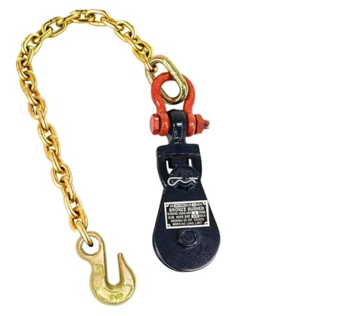 Mytee Products 2 Ton Snatch Block with Chain Flatbed Tow Truck Rollback Wrecker Car Carrier Cable