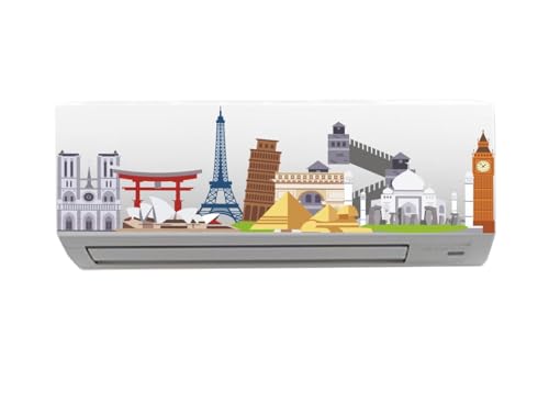 Image of Akki World Monuments AC Sticker | Travel Theme Air Conditioner Vinyl Decal | Famous Landmarks Wall & AC Decoration Sticker