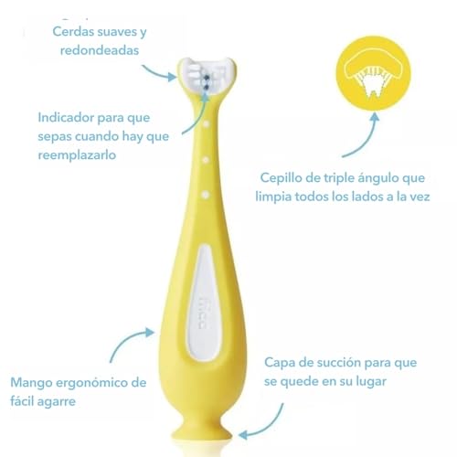 Image of Frida Baby Grow-with-Me Training Toothbrush Set,Infant Baby Tooth Brush & Toddler Toothbrush 6-18 Months,Soft Silicone Bristles,BPA-Free Oral Care for Sensitive Gums,Yellow,(Pack of 12)