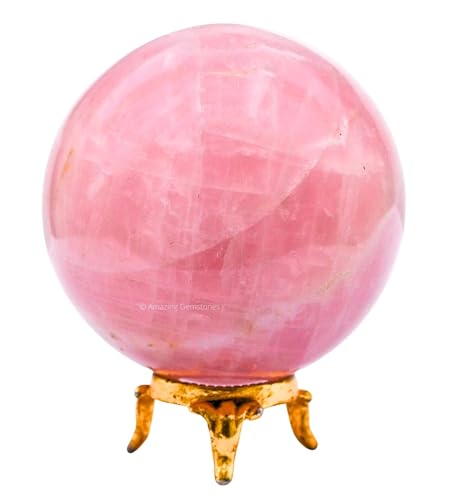 Amazing Gemstone Star Rose Quartz Crystal Ball with Stand -