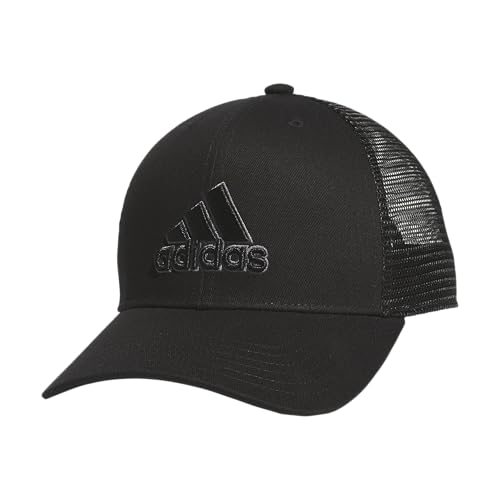 adidas Men's Mesh Back Structured Low Crown Adjustable Fit Snapback Hat, Black/Onix Grey
