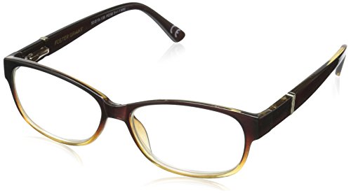 Foster Grant Women's Betsy Round Reading Glasses, Brown/Transparent, 59 mm, 1.50
