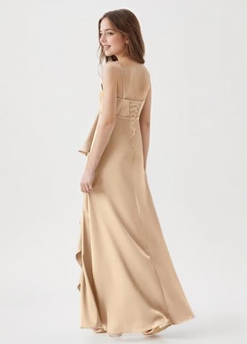 Sevintage Satin Junior Bridesmaid Dresses Spaghetti Straps Formal Wedding Party Dresses4