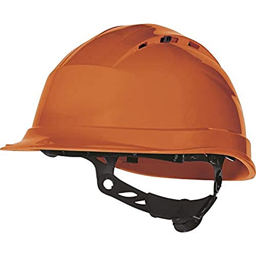 Delta plus - Casco obra ventilado polipropileno ajuste rotor naranja Cover