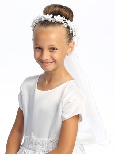 Pink Princess Catholic First Communion Veil for Girls 7-16 Crown - Holy 1st Velos para Niñas de Primera Comunion Veils2