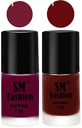 Image of Long Lasting Nail Polish | Nail Paint Combo 7 ml Each) - Set of 2 Mulberry-Wine Red
