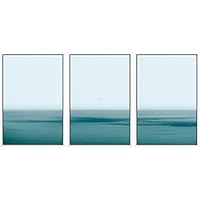 SIGNWIN 3 Piece Framed Canvas Wall Art Sea Level Seascape Paintings Canvas Prints Home Artwork Decoration for Living Room,Bedroom - 16