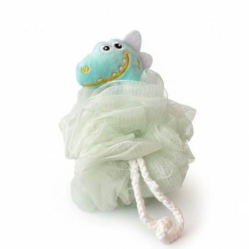 Kids Loofah - Soft Cartoon Animal Bath Sponge for Kids, Toddlers & Infants | Gentle Exfoliating Body Scrubber for Sensitive Skin | Cute Mesh Pouf Shower Sponge for Boys & Girls (Dino)-image-7