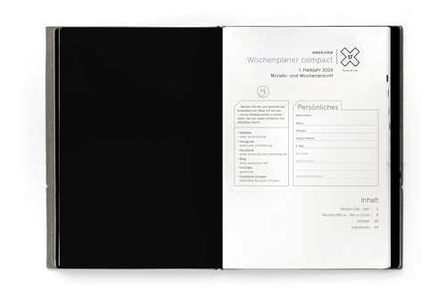 weekview X17 Nachfüll-Hefte 2026 – Set compact A5 (2 Hefte) – 2× Halbjahr Wochenplaner: 1 Woche auf Doppelseite – Refill-Hefte für X17 System – Kalender-Einlagen als gebundene Hefte
