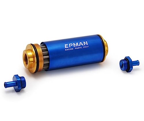 EPMAN Racing - Filtro de combustible lavable de alto flujo de 8,6 mm con elemento SS de acero inoxidable (azul)