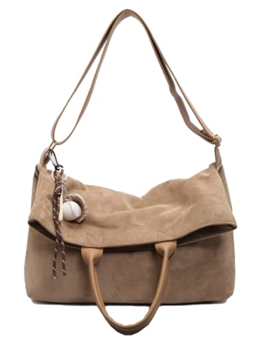 Slouchy Suede Hobo Bags Trendy Underarm Shoulder Bag Fall Winter Handbag Trendy Solid Retro Tote Sling Crossbody Bag