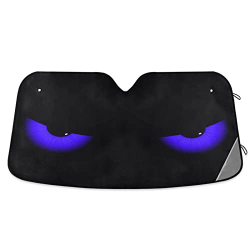KEEPREAL Blue Evil Eyes Windshield Sun Shade - Foldable Car Front Window Sunshades for Most Sedans SUV Truck, Blocks UV Rays and Keeps Your Vehicle Cool