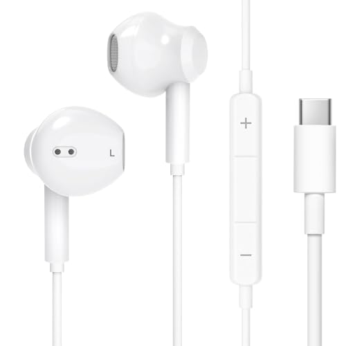 イヤホン タイプc イヤホン【2025年新バージョン iPhone17/15/16対応】 Znines 有線HiFi ノイズキャンセリング 重低音 通話可能 通話もクリア 音量調節可能 快適な装着感 人間工学に基づいた絡みにくいインイヤー型 防水 防汗 リモコン付き 通話もクリア iPhone/Android/Galaxy/iPadなどに対応（白い 磁気設計）