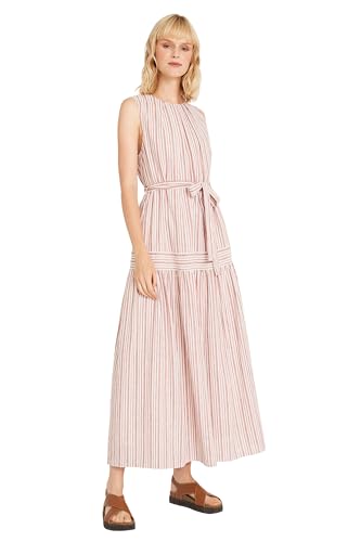 Image of Women's Sleeveless Crew Neck A-line Maxi Dress with Waist Tie | Summer Casual Dresses for Women