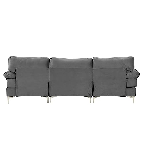 Casa Andrea Milano Modern Velvet Fabric Sectional Sofa, L-Shape Couch With Extra Wide Chaise Lounge #TOP5